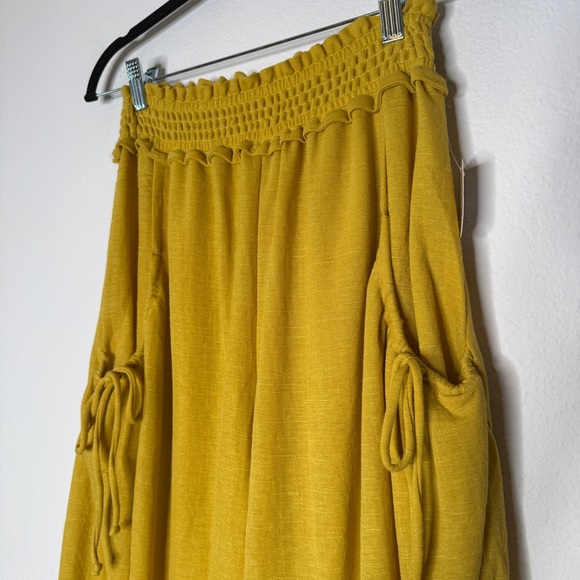 Free People Beach Mustard Balloon Harem Pants Ruched Ankles Pockets NWT Size XS - Picture 2 of 9